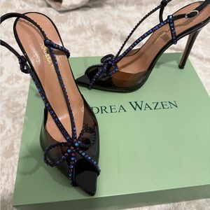 Andrea Wazen Black and Blue Heels